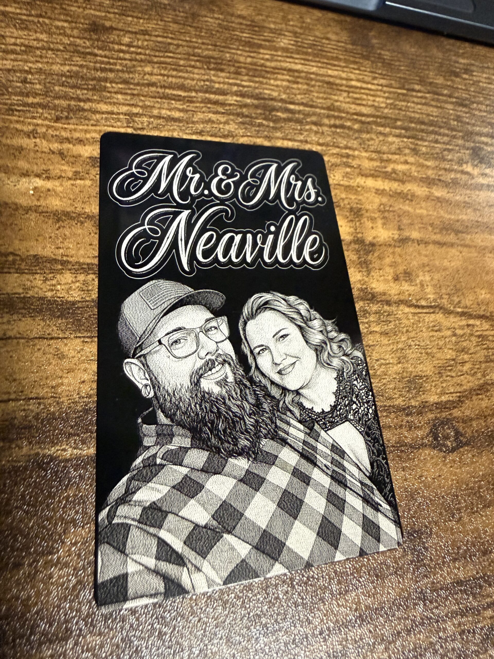 Photo-engraved Mr. and Mrs. Neaville keepsake